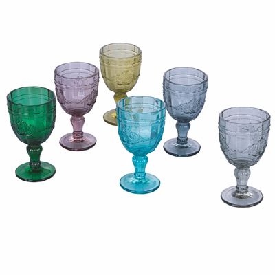 Villa d'Este Home Tivoli 2191709 Syrah Set 6 Wine Glasses, Multi-Coloured