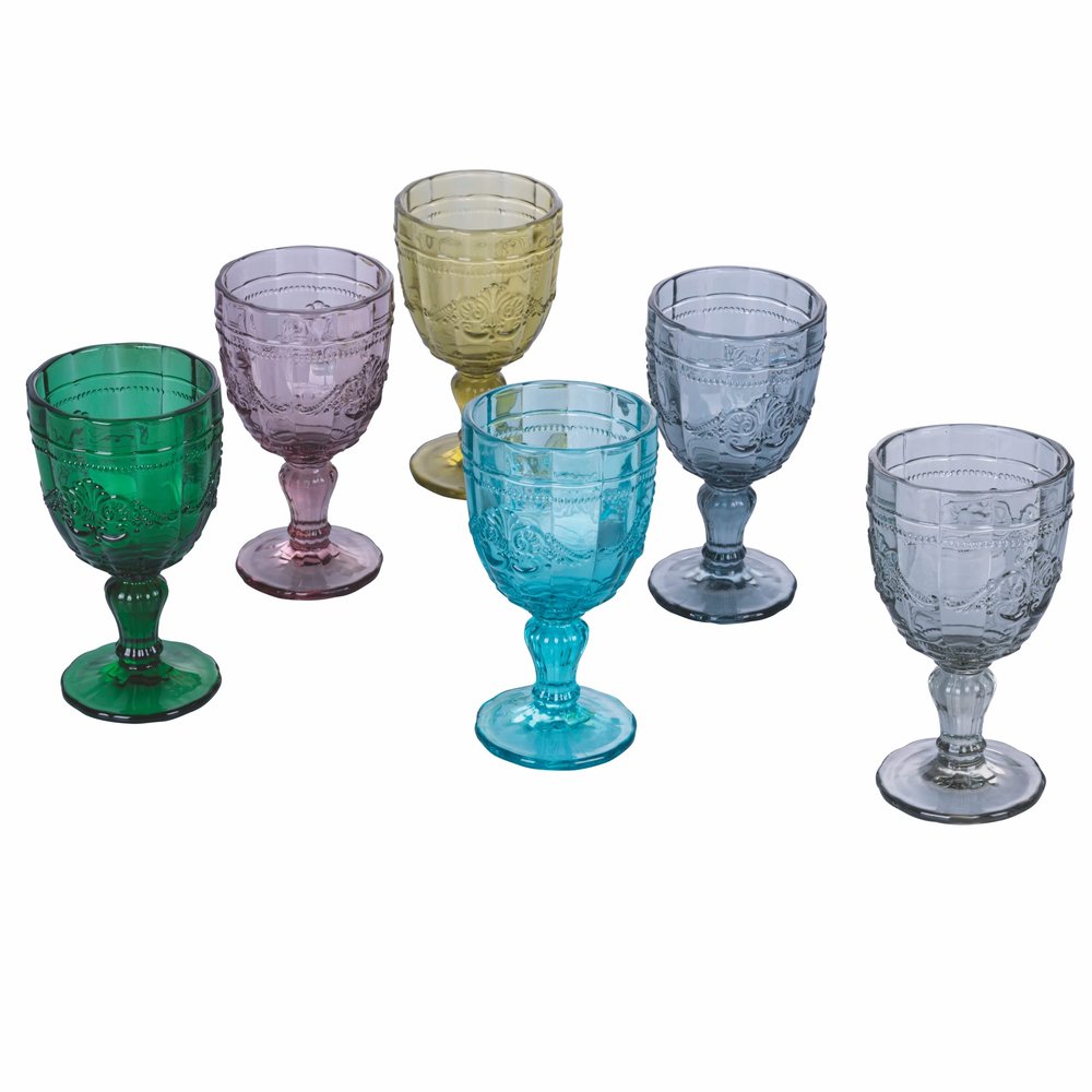 Villa d'Este Home Tivoli 2191709 Syrah Set 6 Wine Glasses, Multi-Coloured