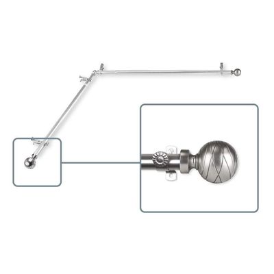 InStyleDesign Desmond Corner Window Double Curtain Rod 13/16 inch Dia. Satin Nickel 66-120 inches Silver Finish
