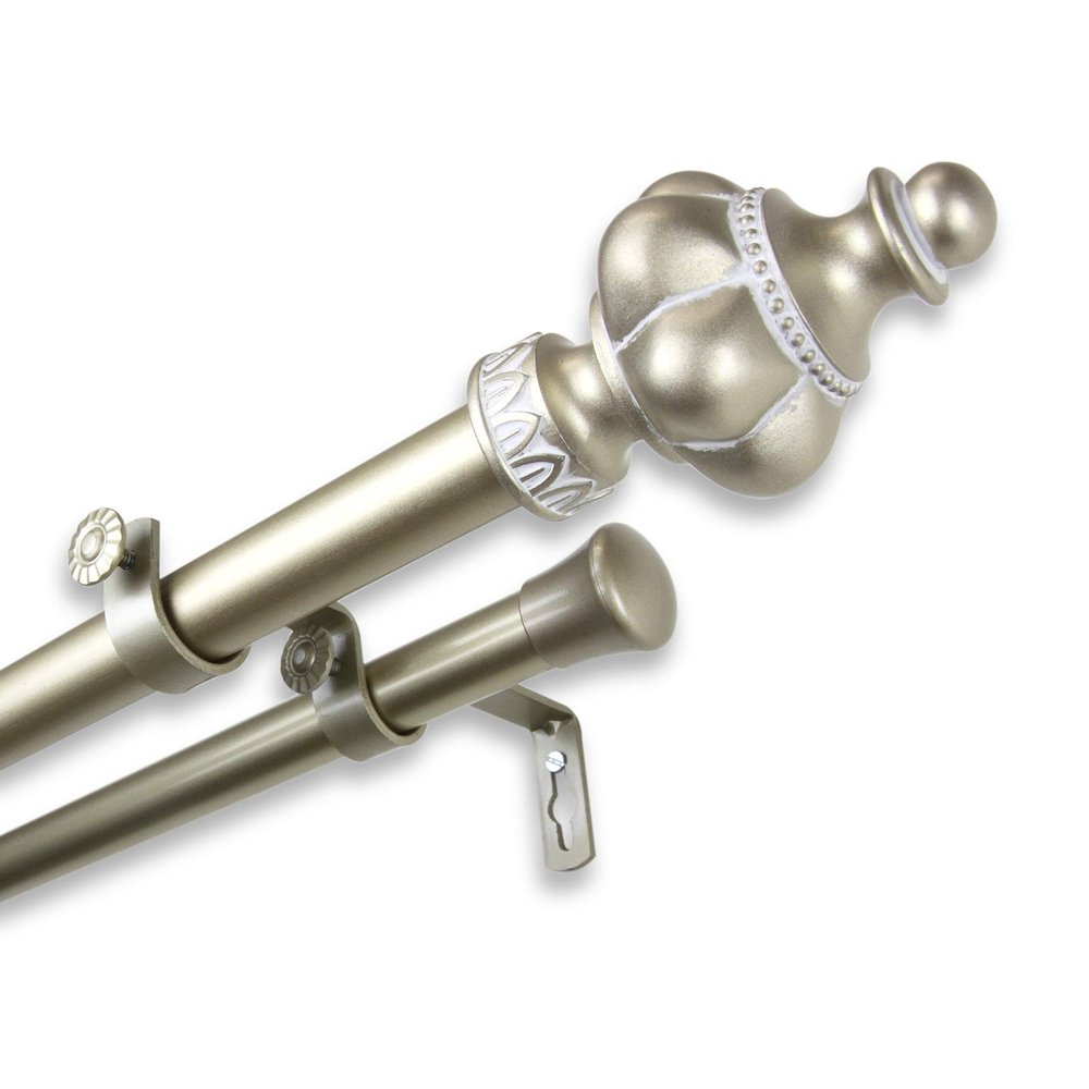 InStyleDesign Revel 1 inch Diameter Adjustable Double Curtain Rod Light Gold 28 to 48 inches Gold Finish