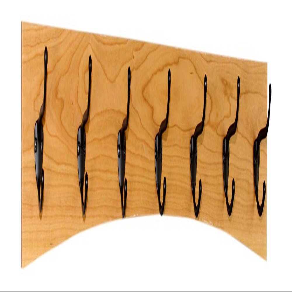 PEG AND RAIL Solid Cherry Arched Wall Mounted Coat Rack Bronze Hat & Coat Hooks - Made in The USA (Cherry, 36" x 4.5" with 7 Hooks)