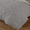 HR Luxury Linen Soft Luxurious 1-Piece Pinch Pleated Pintuck Decorative Quilt Duvet Cover with Corner Ties 100% Cotton 400 Thread Count Comforter Cover (Full/Queen, Light Grey) view 2