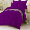 HR Luxury Linen Soft Luxurious 1-Piece Pinch Pleated Pintuck Decorative Quilt Duvet Cover with Corner Ties 100% Cotton 400 Thread Count Comforter Cover (Full/Queen, Purple) view 1