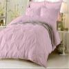 HR Luxury Linen Soft Luxurious 1-Piece Pinch Pleated Pintuck Decorative Quilt Duvet Cover with Corner Ties 100% Cotton 400 Thread Count Comforter Cover (Full/Queen, Pink) view 1