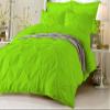 HR Luxury Linen Soft Luxurious 1-Piece Pinch Pleated Pintuck Decorative Quilt Duvet Cover with Corner Ties 100% Cotton 400 Thread Count Comforter Cover (Full/Queen, Parrot Green) view 1