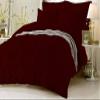 HR Luxury Linen Soft Luxurious 1-Piece Pinch Pleated Pintuck Decorative Quilt Duvet Cover with Corner Ties 100% Cotton 400 Thread Count Comforter Cover (Full/Queen, Wine) view 1