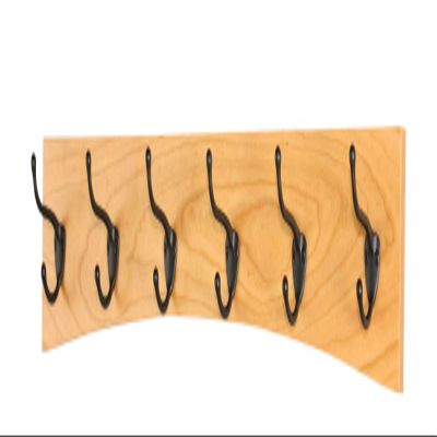PEG AND RAIL Solid Cherry Arched Wall Mounted Coat Rack Bronze Hat & Coat Hooks - Made in The USA (Natural, 30.5" x 4.5" with 6 Hooks)
