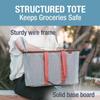 CleverMade Collapsible LUXE Tote - Rose Herringbone 1 Pack 30L / 8 Gal - Reusable Grocery Shopping Storage Bag Organizer w/ Handles Reinforced Bottom view 2