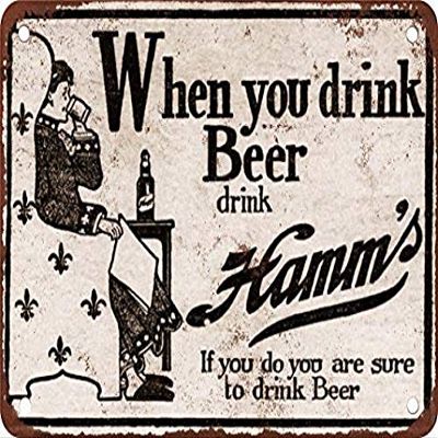 Houseuse Very Early Hamm's Beer Vintage Look Reproduction Metal Tin Sign 8X12 Inches