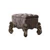Benjara Benzara Fabric Upholstered Wooden Vanity Stool, Gray view 1