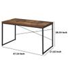 Benjara Benzara Wooden Rectangular Desk with Metal Legs, Brown and Black Medium view 3