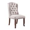 Benjara Benzara Fabric Upholstered Chair with Button Tufting, Pack of Two, White and Brown view 1