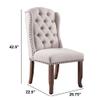 Benjara Benzara Fabric Upholstered Chair with Button Tufting, Pack of Two, White and Brown view 2