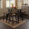 Benjara Wooden Counter Height Table with Angled Metal Legs, Black and Brown view 2