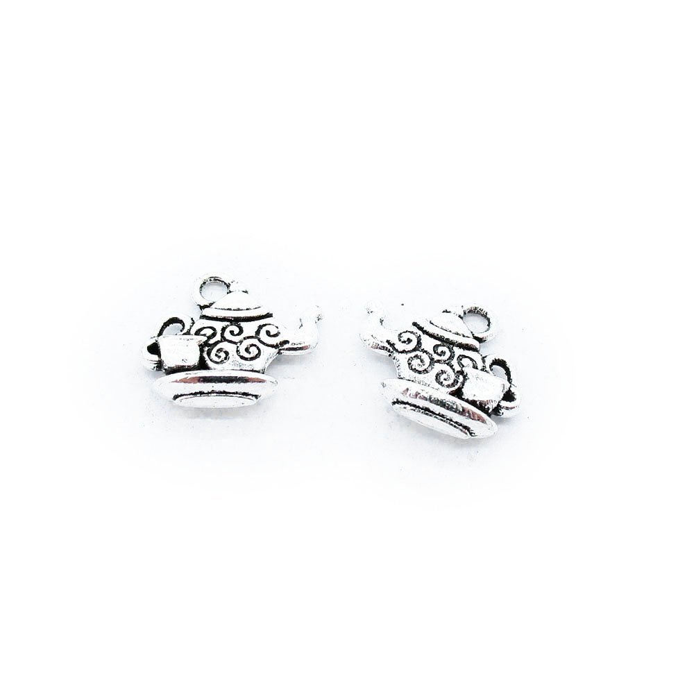 580 Pieces Antique Silver Tone Jewelry Making Charms Supply Wholesale Y8CZ3 Teapot Tea Kettle Pot