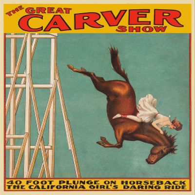 Magnet The Great Carver Diving Horse Show 1920s Atlantic City Steel Pier Magnet Vinyl Magnetic Sheet for Lockers, Cars, Signs, Refrigerator 5"
