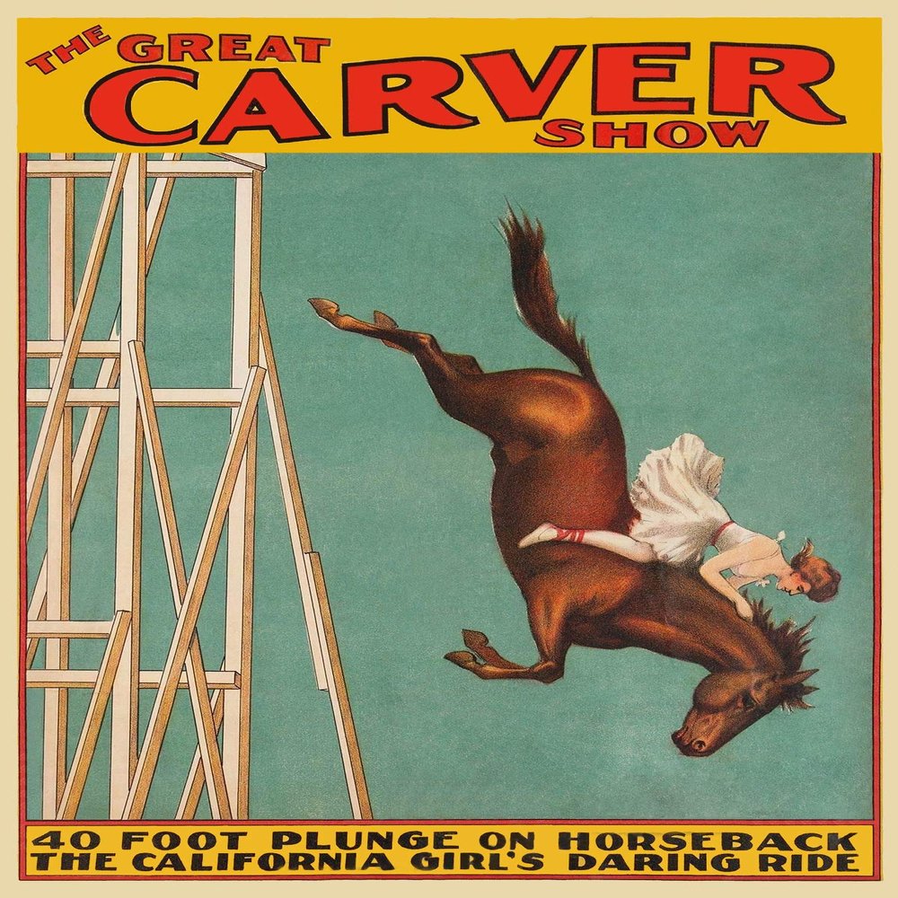 Magnet The Great Carver Diving Horse Show 1920s Atlantic City Steel Pier Magnet Vinyl Magnetic Sheet for Lockers, Cars, Signs, Refrigerator 5"