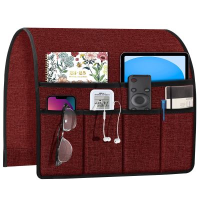Joywell Remote Control Holder for Recliner Sofa Armrest Organizer Non Slip Armchair Caddy with 6 Pocket Storage for Magazine, Tablet, Phone, iPad, Burgundy