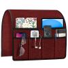 Joywell Remote Control Holder for Recliner Sofa Armrest Organizer Non Slip Armchair Caddy with 6 Pocket Storage for Magazine, Tablet, Phone, iPad, Burgundy view 1