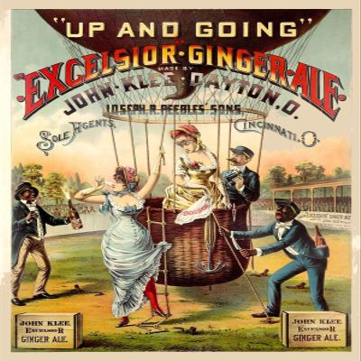 MAGNET Hot Air Balloon - Excelsior Ginger Ale - 1880s Vintage Advertising PosteMagnet Vinyl Magnetic Sheet for Lockers, Cars, Signs, refrigerator 5"
