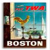 Magnet Boston Fly TWA 1950s Vintage Style Airline Travel Magnet Vinyl Magnetic Sheet for Lockers, Cars, Signs, Refrigerator 5" view 1