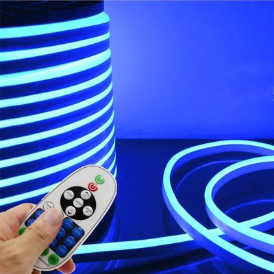 IEKOV LED NEON Light, AC 110-120V Flexible LED Neon Strip Lights, 120 LEDs/M, Dimmable, Waterproof 2835 SMD LED Rope Light + Remote Controller for Home Decoration (65.6ft/20m, Blue)