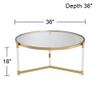 55 Downing Street Stefania Modern Glam Acrylic Round Coffee Table 36" Wide Clear Glass Tabletop Rich Gold for Spaces Living Room Bedroom Bedside Entryway Home House Balcony Office view 3