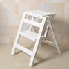 Folding Ladder Staircase Multi-Functional Folding Solid Wood Ladder Stool,Step Stool Household Muliti-Color Stool Step Ladder Foldable Stepladder,White,Two view 1