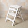 Folding Ladder Staircase Multi-Functional Folding Solid Wood Ladder Stool,Step Stool Household Muliti-Color Stool Step Ladder Foldable Stepladder,White,Two view 4