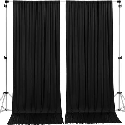 AK TRADING CO. 10 feet x 10 feet IFR Polyester Backdrop Drapes Curtains Panels with Rod Pockets - Wedding Ceremony Party Home Window Decorations - Black