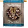 Welcome Breeze Wreath House Flag Coastal Nautical Anchor Sailor Sea Shells Outdoor Summer Ocean Small Decorative Gift Yard Banner Double-Sided Made In USA 28 X 40 view 1
