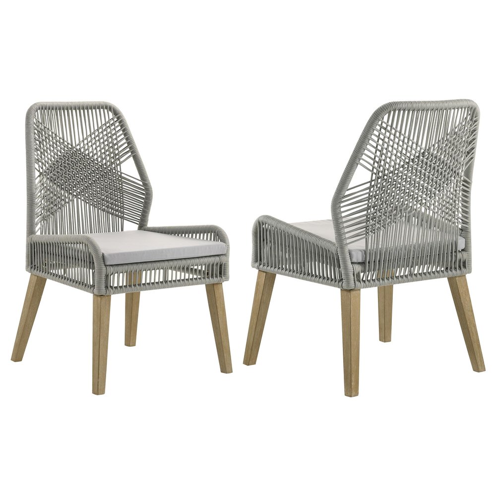 Coaster Fine Furniture Nakia Woven Back Transitional Wood Side Chairs Gray (Set of 2)