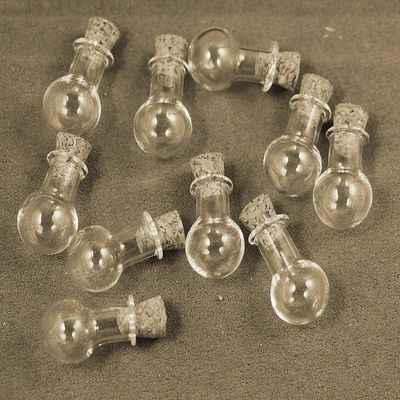 ZHONGJIUYUAN 10pcs/Set Ball Shape Mini Wish Note Craft Glass Bottles Jars with Cork