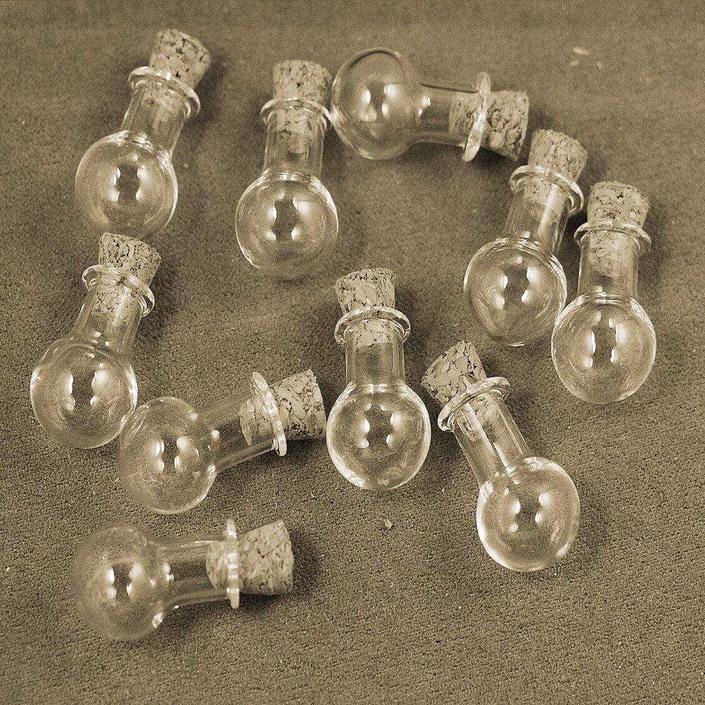 ZHONGJIUYUAN 10pcs/Set Ball Shape Mini Wish Note Craft Glass Bottles Jars with Cork