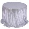 Liveinu Sparkle Glitz Sequin Tablecloth Party Table Cover Table Runner for Wedding Cake Dessert Table Exhibition Events Table Linens Round 128" Inch Silver view 1