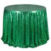 Liveinu Sparkle Glitz Sequin Tablecloth Party Table Cover Table Runner for Wedding Cake Dessert Table Exhibition Events Table Linens Round 128" Inch Green view 1