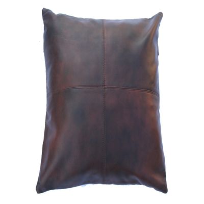 Aaron Craft Lambskin Leather Cushion Pillow Cover (Brown, 18x18)