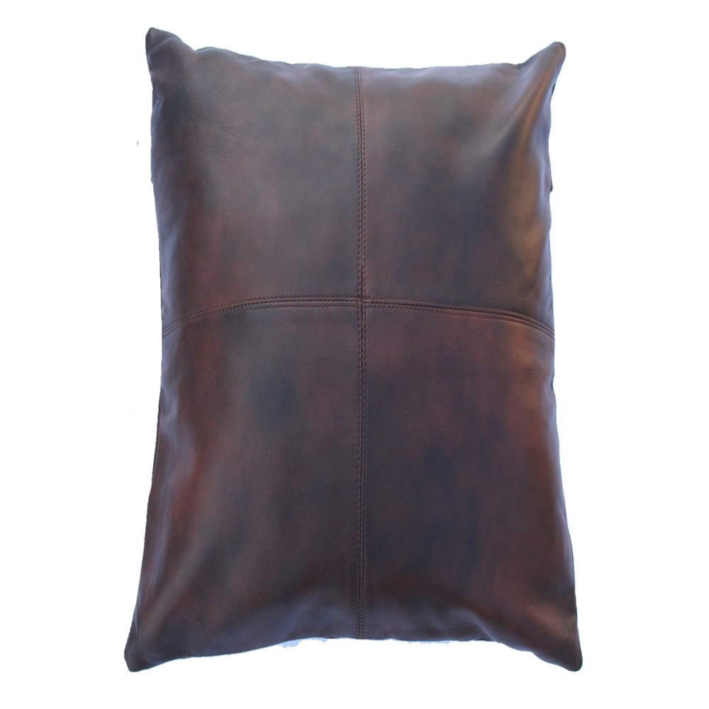 Aaron Craft Lambskin Leather Cushion Pillow Cover (Brown, 18x18)