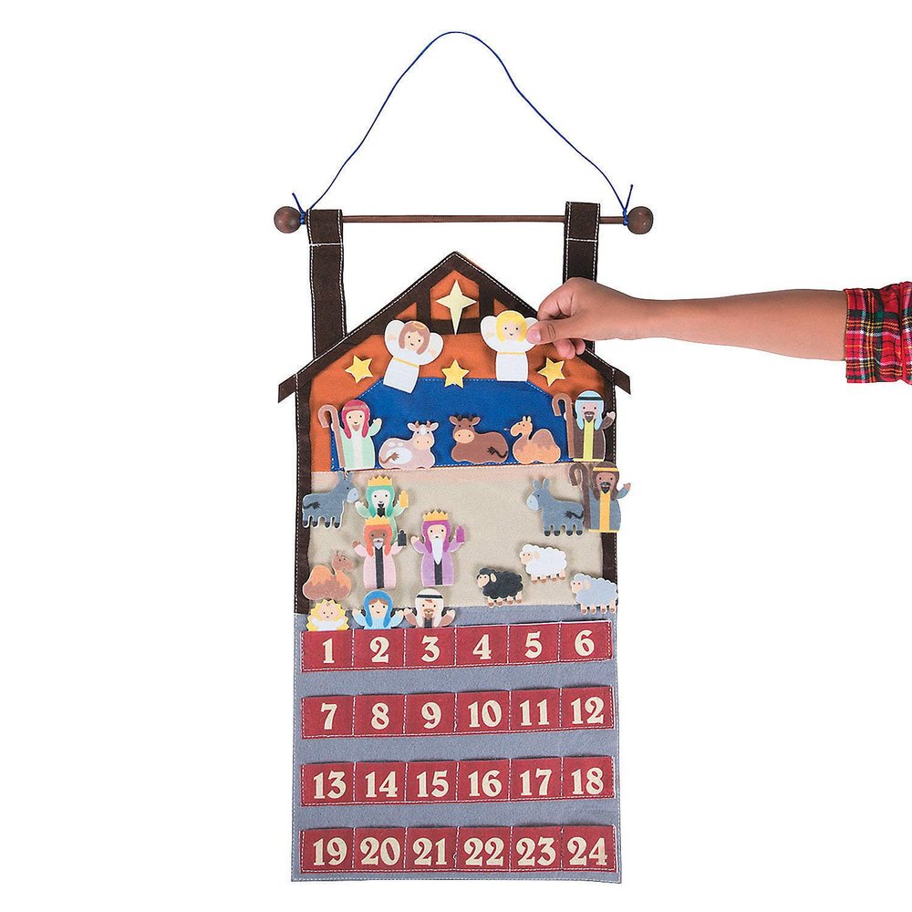 Fun Express Nativity Advent Calendar for Kids - Christmas Countdown Calendar with 25 Felt Figures | Reusable Christian Advent Calendar for Family Holiday Traditions | Religious Christmas Decorations