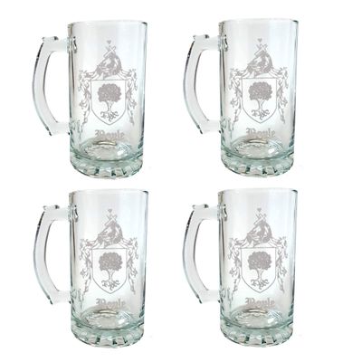 Boyle Irish Family Coat of Arms 16oz Beer Stein Set of 4  Personalized Heraldic Engraving