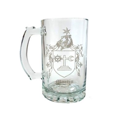 Martin Irish Family Coat of Arms 16oz Beer Stein  Personalized Heraldic Engraving