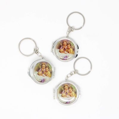 12 Piece New Baptism Mini Compact Mirror Key Chain Party Favor for Boys and Girls - Bautizo Recuerdos Angels & Baby Design Makeup Compact/First Communion