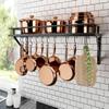 KES 30-Inch Kitchen Pan Pot Rack Wall Mounted Hanging Storage Organizer Wall Shelf with Hooks Matte Black, KUR215S75A-BK view 1