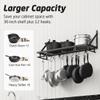 KES 30-Inch Kitchen Pan Pot Rack Wall Mounted Hanging Storage Organizer Wall Shelf with Hooks Matte Black, KUR215S75A-BK view 2