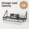 KES 30-Inch Kitchen Pan Pot Rack Wall Mounted Hanging Storage Organizer Wall Shelf with Hooks Matte Black, KUR215S75A-BK view 3