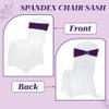 MDS Pack of 75 Spandex Chair Sashes Bow Premium Stretch Chair Cover Band with Buckle Slider Universal fits Elastic Dining Chair Ties for Wedding Party Banquet Events Decoration - Purple view 4