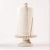 Mud Pie 47100002 Farmhouse Washed Beaded Wood Pedestal Paper Towel Holder, 16" x 6" Dia, White, Grey view 3