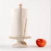 Mud Pie 47100002 Farmhouse Washed Beaded Wood Pedestal Paper Towel Holder, 16" x 6" Dia, White, Grey view 4