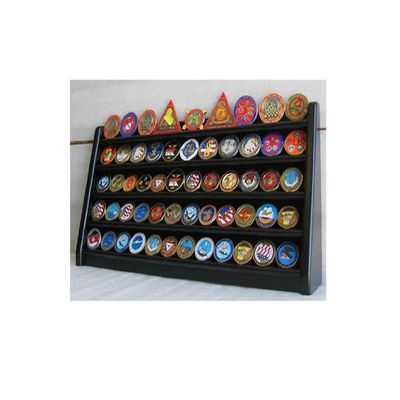 Flags connections 5 Rows Sport Military Challenge Coin Display Stand Holder Rack, Black, COIN5-BLA