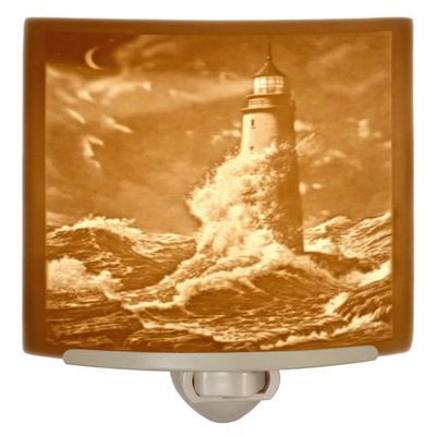 The Porcelain Garden Lighthouse Night Light, Porcelain Lithophane Guiding Light, Decorative Wall Plug in for Nursery, Bedroom, Kitchen, Bath, Hallway Nautical Accent Light